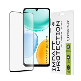   Honor X5c Plus Fekete Techsuit 111D Teljes Borítás / Teljes Ragasztás Üveg üvegfólia