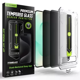   Samsung Galaxy S26 Plus Techsuit - [Ujjlenyomat-olvasó kompatibilis] TitanGlass CrystalHD (2 darab) - Adatvédelmi. üvegfólia