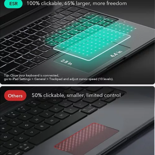 iPad 10 (2022) 10.9 / 11 (2025) Sötétszürke ESR - Shift Billentyűz-4894240275269 5 kép