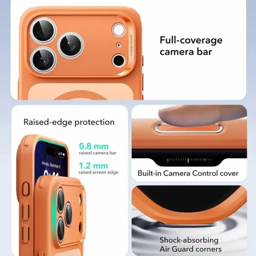 iPhone 17 Pro Frosted Orange ESR Classic Hybrid HaloLock tok-4894240291603 6 kép