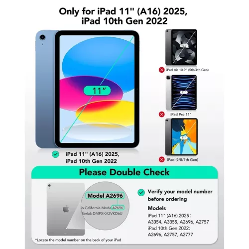 iPad 10 (2022) 10.9 / 11 (2025) Sötétszürke ESR Flex Keyboard Case -4894240274989 9 kép