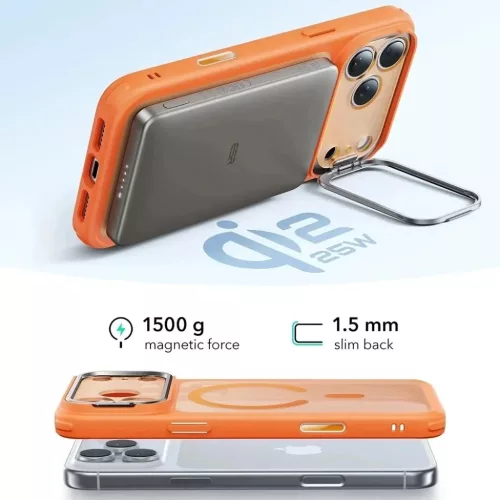 iPhone 17 Pro Frosted Orange ESR Classic Hybrid HaloLock Kickstand tok-4894240291641 4 kép