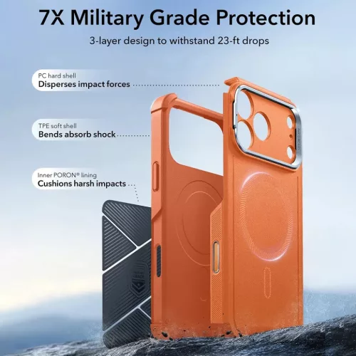 iPhone 17 Pro ESR Cyber Armor Kickstand Narancssárga tok-4894240291696 3 kép