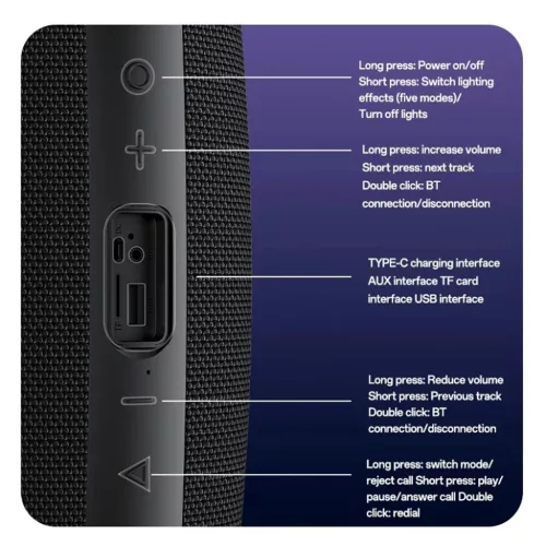 Yesido - Vezeték nélküli Hangszóró (YSW38) - Bluetooth 5.3, RGB V-6942314412732 6 kép