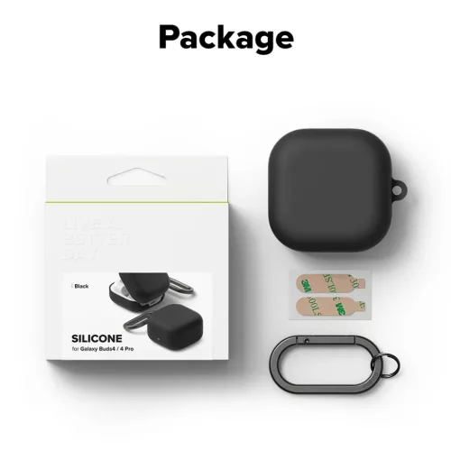 Ringke - Szilikon - Samsung Galaxy Buds 4 Pro tok - Fekete-8800328816763 7 kép