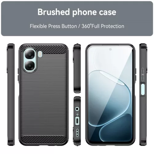 Techsuit - Carbon Silicone - Oppo A6x 4G / A6x 5G - Fekete tok-5949419361249 6 kép