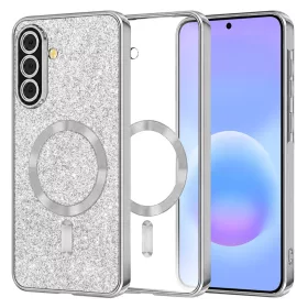   Samsung Galaxy A57 5G Ezüst Techsuit Luxury Glitter MagSafe tok