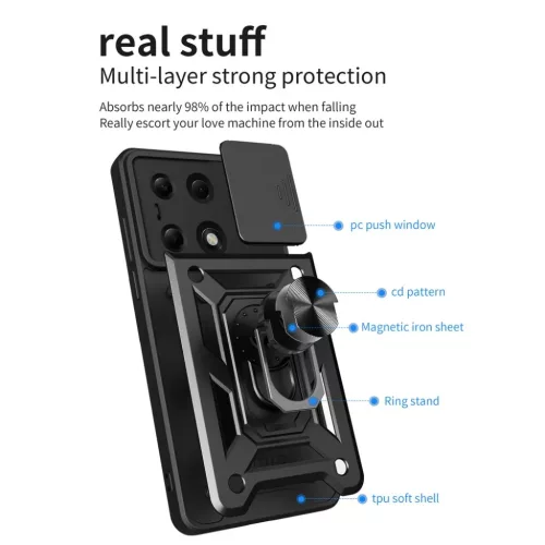 Xiaomi Redmi Note 13 Pro 4G / Poco M6 Pro 4G Fekete Techsuit CamShield-5949419373365 3 kép