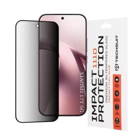   Xiaomi 17T fekete Techsuit 111D Privacy teljes felületű, ragasztós edzett üveg kijelzővédő fólia