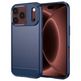   iPhone 18 Pro Max / iPhone 17 Pro Max kék Techsuit Carbon Silicone ütésálló tok