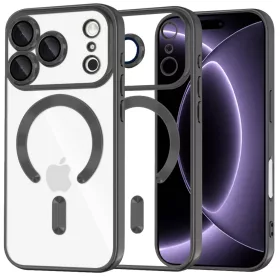   iPhone 18 Pro / iPhone 17 Pro Fekete Techsuit Luxury Crystal MagSafe tok