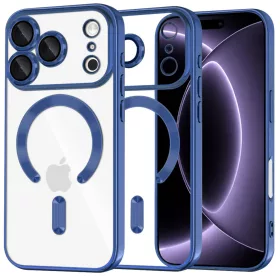    iPhone 18 Pro / iPhone 17 Pro sötétkék Techsuit Luxury Crystal MagSafe tok