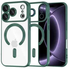    iPhone 18 Pro / iPhone 17 Pro mélyzöld Techsuit Luxury Crystal MagSafe tok