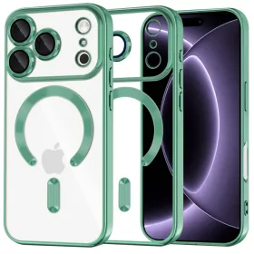    iPhone 18 Pro / iPhone 17 Pro világoszöld Techsuit Luxury Crystal MagSafe tok