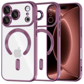    iPhone 18 Pro Max / iPhone 17 Pro Max sötét cseresznye Techsuit Luxury Crystal MagSafe átlátszó tok
