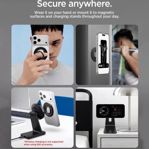 Spigen O-Mag OM106 mágneses telefontartó állvány fekete-8800283301595 8 kép