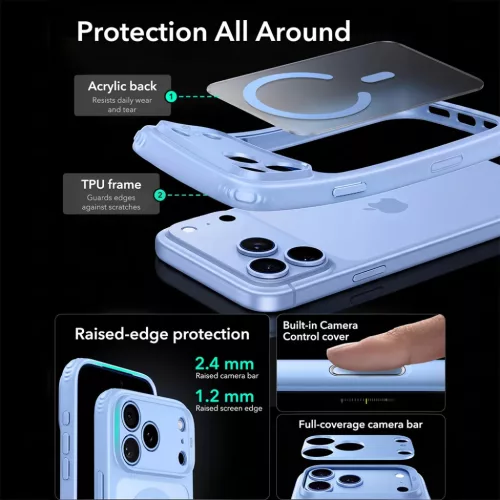 iPhone 18 Pro Max / iPhone 17 Pro Max matt világoskék ESR Classic Hy-4894240303344 5 kép