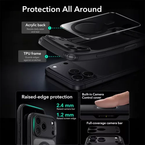 iPhone 18 Pro Max / iPhone 17 Pro Max átlátszó fekete ESR Classic H-4894240303269 5 kép