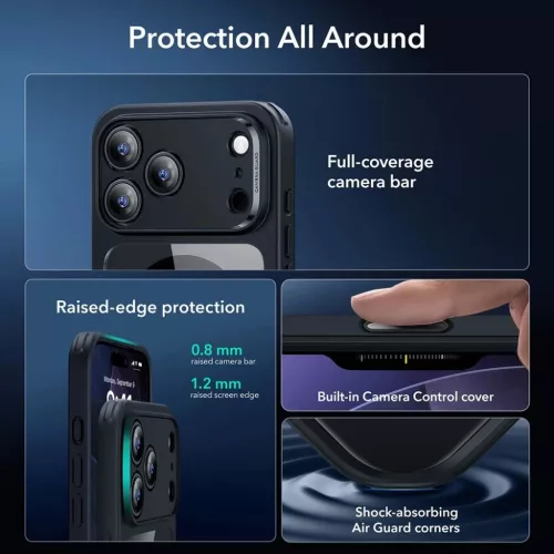  Apple iPhone 18 Pro / iPhone 17 Pro átlátszó fekete ESR Classic Hy-4894240308042 5 kép