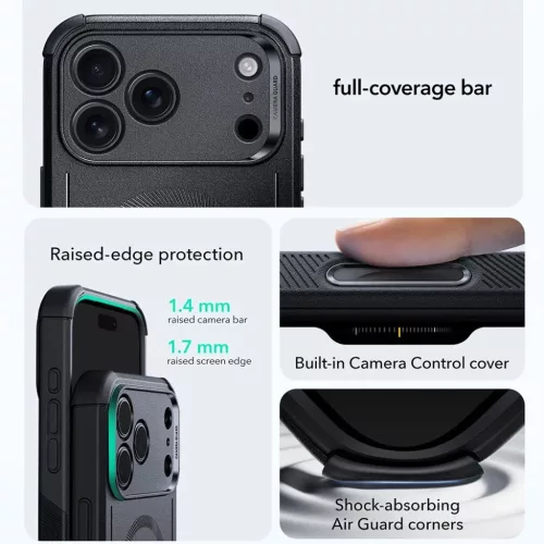 iPhone 18 Pro Max / iPhone 17 Pro Max fekete ESR Cyber Halolock tok-4894240303696 2 kép