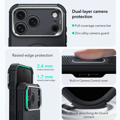 iPhone 18 Pro / iPhone 17 Pro fekete ESR Cyber Armor Kickstand ütés�-4894240303825 7 kép