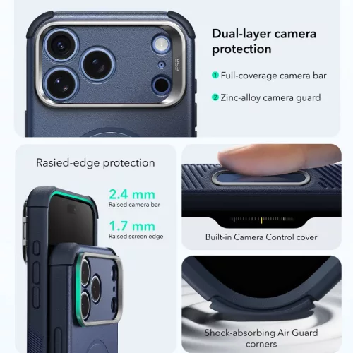 iPhone 18 Pro / iPhone 17 Pro kék ESR Cyber Armor kitámasztós tok-4894240303849 7 kép