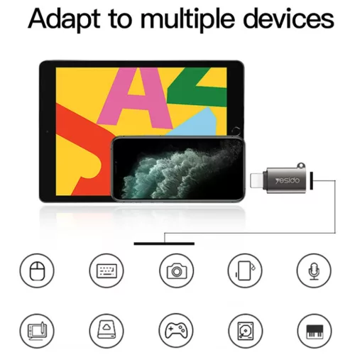 OTG Adapter (GS14) - USB 3.0 to Lightning Yesido - Plug & Play, 480Mbp-6971050264480 3 kép