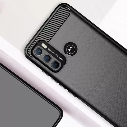  Techsuit - Szénszálas Szilikon - Motorola Moto G60 - Fekete tok-5949419031401 3 kép