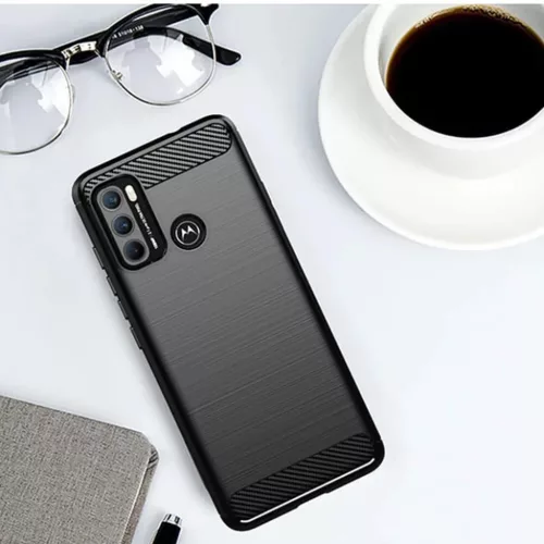  Techsuit - Szénszálas Szilikon - Motorola Moto G60 - Fekete tok-5949419031401 5 kép