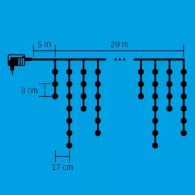 Home KKF 608/WW LED-es fényfüggöny, 20 m / 600 db melegfehér LED, -5999084949976 2 kép