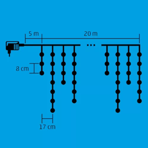 Home KKF 608/WW LED-es fényfüggöny, 20 m / 600 db melegfehér LED, -5999084949976 2 kép