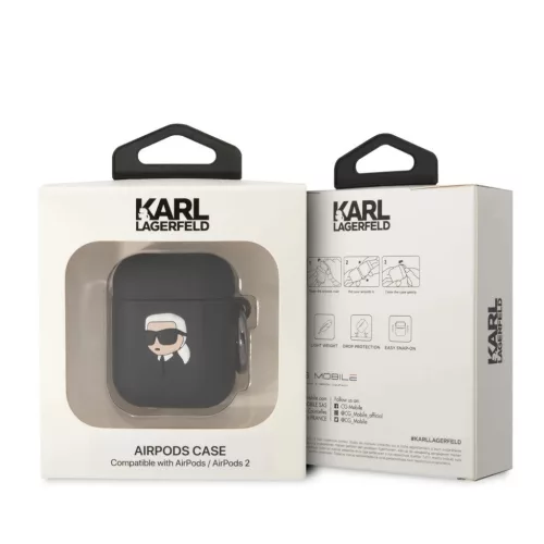 Airpods 1/2 Karl Lagerfeld 3D Logo NFT Karl Head szilikon tok fekete-3666339087807 3 kép