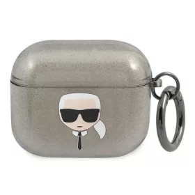   AirPods 3 Karl Lagerfeld Glitter Karl's Head tok fekete (KLA3UKHGK)