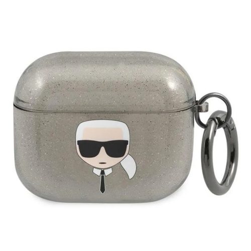 AirPods 3 Karl Lagerfeld Glitter Karl's Head tok fekete (KLA3UKHGK)-3666339030278 3 kép