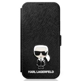 iPhone 12 mini Karl Lagerfeld KLFLBKP12SIKMSBK Saffiano Ikonik Metal f-3700740492154 2 kép