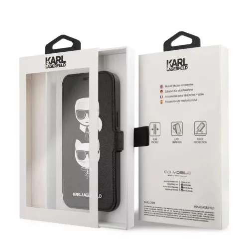 iPhone 12 mini Karl Lagerfeld KLFLBKP12SSAKICKCBK Saffiano Karl Choupe-3700740492215 4 kép