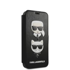 iPhone 12 mini Karl Lagerfeld KLFLBKSP12SFKICKC Heads fliptok fekete-3700740489789 2 kép