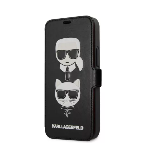 iPhone 12 mini Karl Lagerfeld KLFLBKSP12SFKICKC Heads fliptok fekete-3700740489789 3 kép