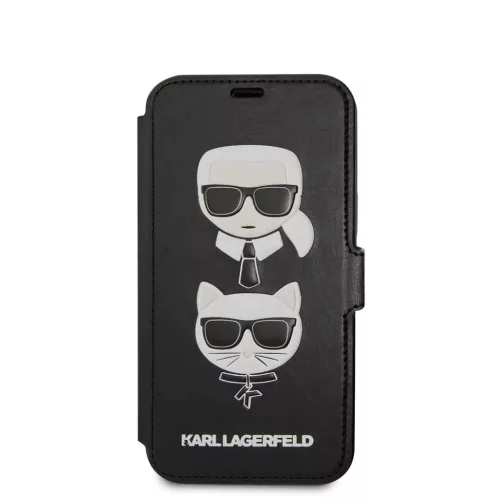iPhone 12 mini Karl Lagerfeld KLFLBKSP12SFKICKC Heads fliptok fekete-3700740489789 4 kép