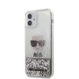   iPhone 12 mini Karl Lagerfeld KLHCP12SGLIKSL Iconic Liquid Glitter tok áttetsző/ ezüst