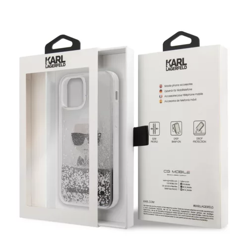 iPhone 12 mini Karl Lagerfeld KLHCP12SGLIKSL Iconic Liquid Glitter tok-3700740483404 5 kép