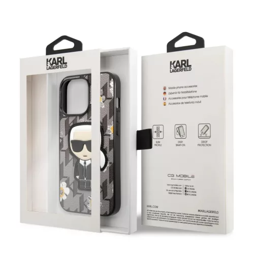 iPhone 13 Pro Karl Lagerfeld Ikonik Flower tok szürke (KLHCP13LPMNFIK-3666339049461 2 kép