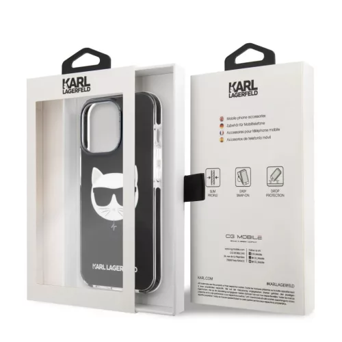 iPhone 13 Pro Karl Lagerfeld TPE Choupette Head tok fekete (KLHCP13LTP-3666339048501 6 kép