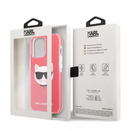iPhone 13 Pro Karl Lagerfeld TPE Choupette Head tok fukszia (KLHCP13LT-3666339048549 6 kép