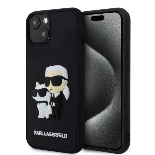 iPhone 13 Karl Lagerfeld KLHCP13M3DRKCNK 3D Rubber Karl and Choupette -3666339190613 8 kép