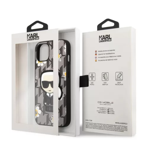 iPhone 13 Karl Lagerfeld Ikonik Flower tok szürke (KLHCP13MPMNFIK1)-3666339049454 4 kép