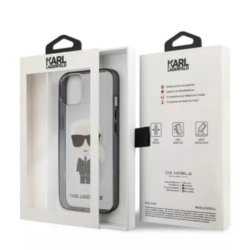 iPhone 13 Mini Karl Lagerfeld Ikonik Karl tok átlátszó fekete keret-3666339028015 5 kép