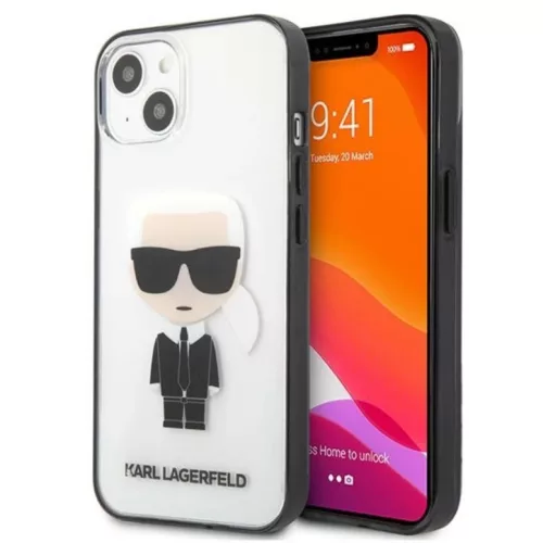 iPhone 13 Mini Karl Lagerfeld Ikonik Karl tok átlátszó fekete keret-3666339028015 6 kép