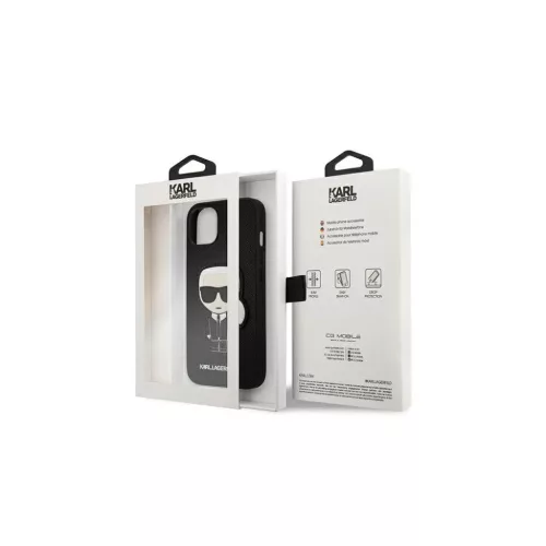 iPhone 13 Mini Karl Lagerfeld Saffiano Head tok fekete (KLHCP13SOKPK)-3666339028176 2 kép