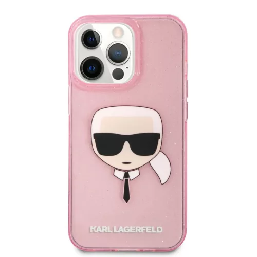 iPhone 13 Pro Max Karl Lagerfeld Glitter Karl Head tok pink (KLHCP13XK-3666339027568 5 kép